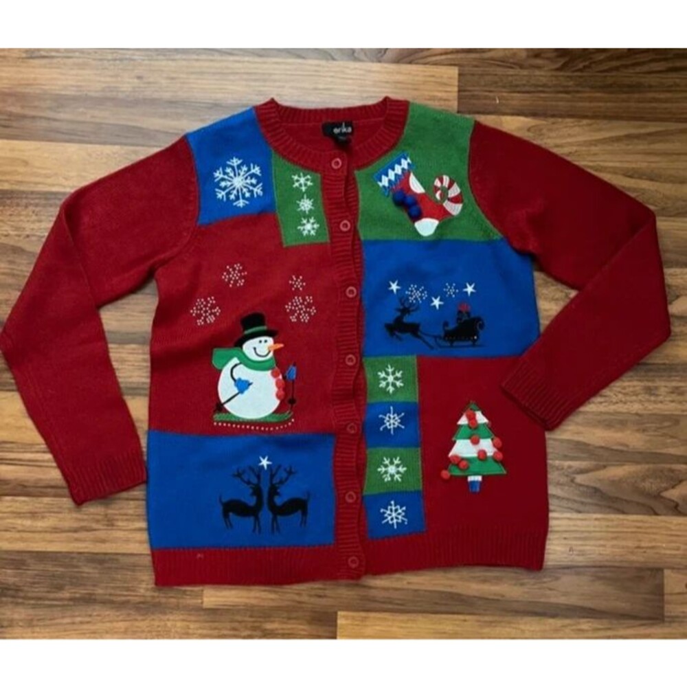 Erika Christmas Cardigan Sweater M